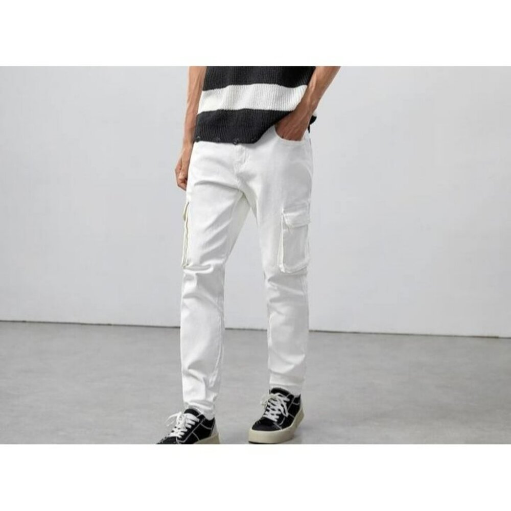 Jeans Men’s Cargo Pocket  White Size M Skynny